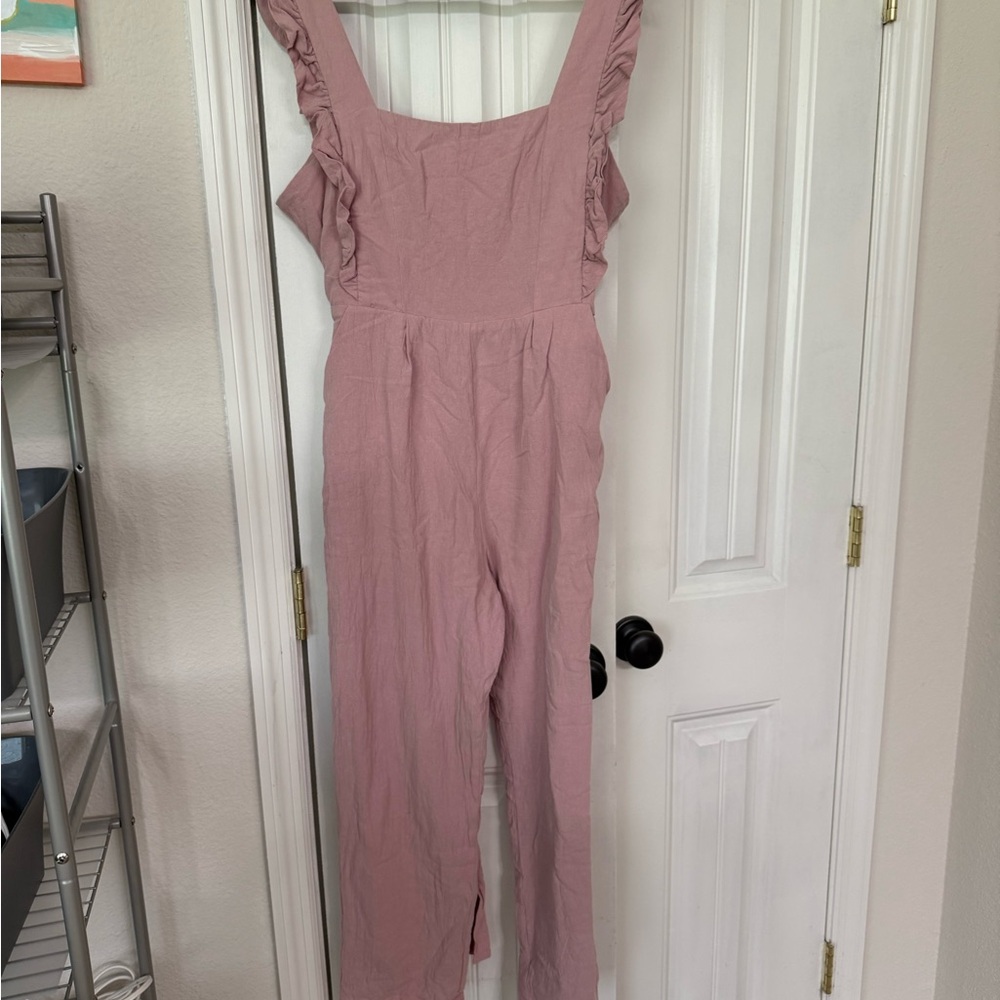 Hello Molly Pink Ruffled Jumpsuit